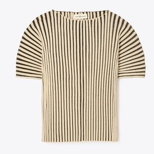 Tory Burch plaited-run short sleeve sweater new without tags